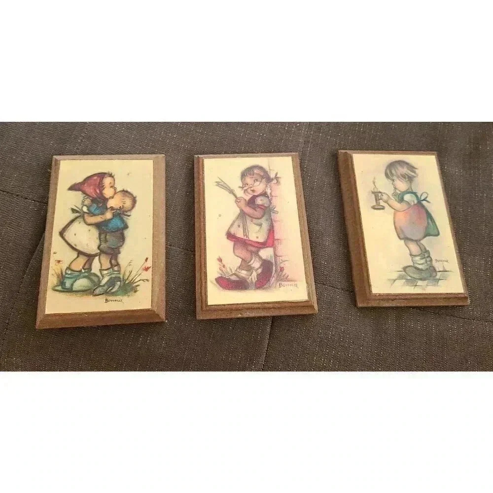 Vintage 1970s Bonnie children Hummel art set of 3